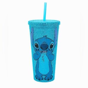 Disney Stitch Bioworld ‘Shook’ Blue Studded Rhinestone Bling ✨ 20 oz Tumbler New